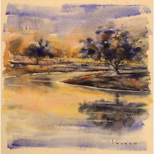 Imran Momin Khan, 14 X 14 Inch, Watercolor on Paper, Landscape Painting, AC-INK-007